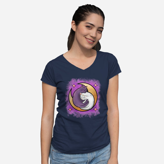 Love In The Moon-Womens-V-Neck-Tee-nickzzarto