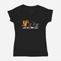 Kaiju Road-Womens-V-Neck-Tee-pigboom