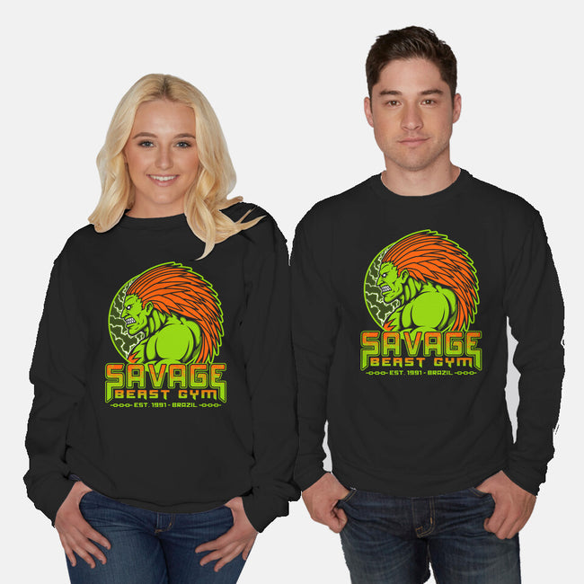 Savage Beast Gym-Unisex-Crew Neck-Sweatshirt-pigboom