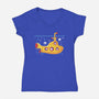 Yellow Cat-Marine-Womens-V-Neck-Tee-erion_designs