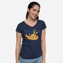 Yellow Cat-Marine-Womens-V-Neck-Tee-erion_designs