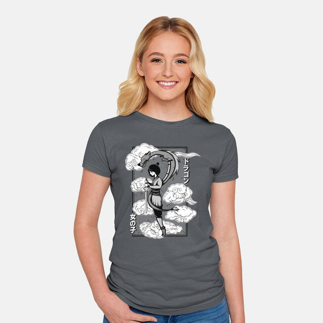 Girl And Dragon-Womens-Fitted-Tee-Ca Mask