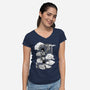 Girl And Dragon-Womens-V-Neck-Tee-Ca Mask