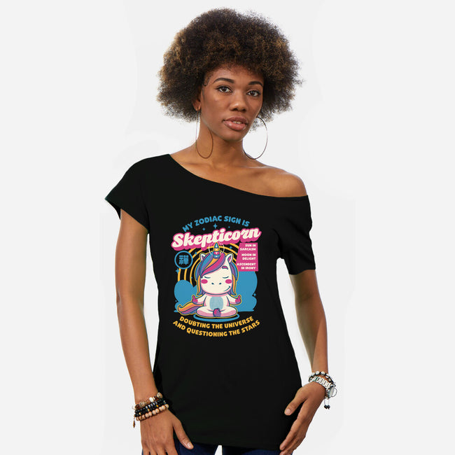 Unicorn Zodiac Sign-Womens-Off Shoulder-Tee-Studio Mootant