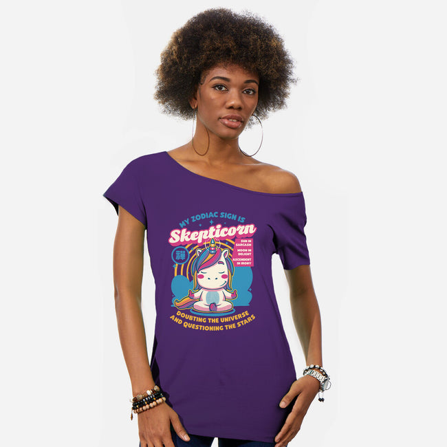 Unicorn Zodiac Sign-Womens-Off Shoulder-Tee-Studio Mootant