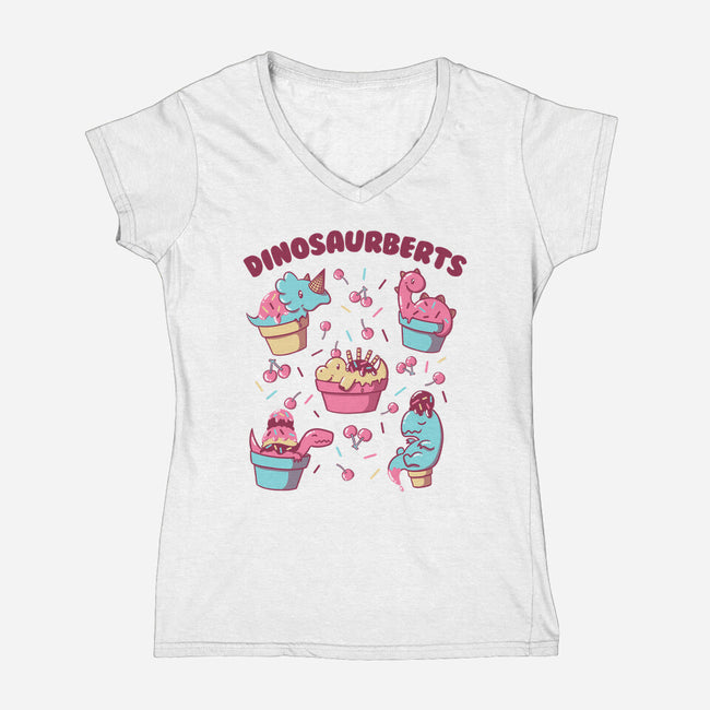 Dinosaurberts-Womens-V-Neck-Tee-tobefonseca