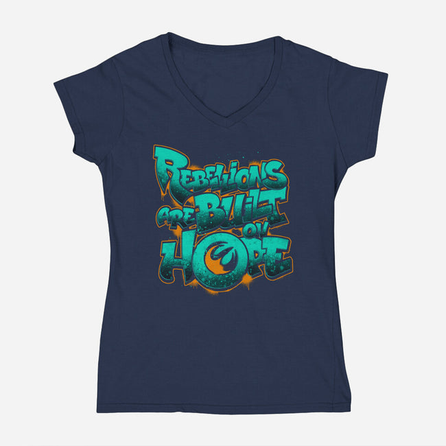 Rebel Phoenix-Womens-V-Neck-Tee-teesgeex