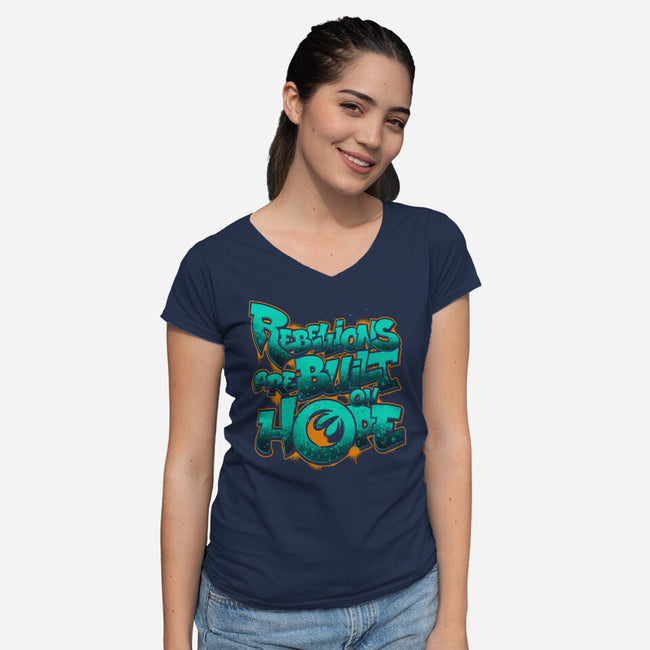 Rebel Phoenix-Womens-V-Neck-Tee-teesgeex