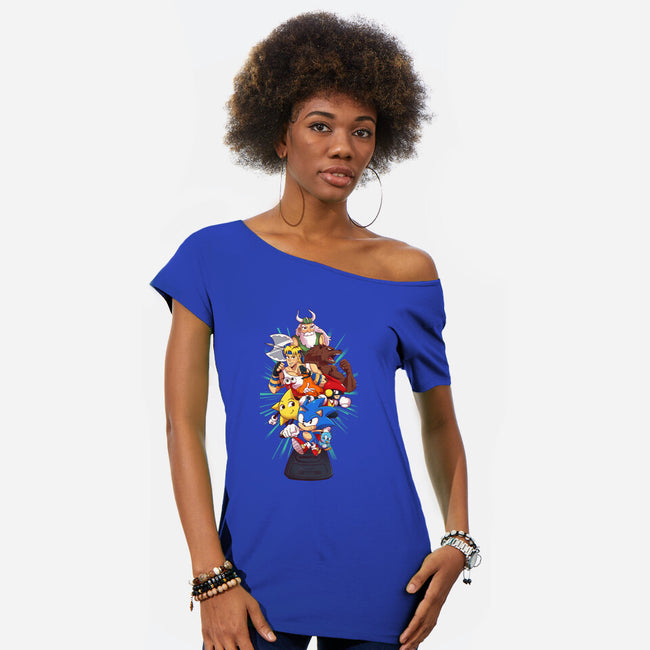 Megadrive-Womens-Off Shoulder-Tee-jacnicolauart