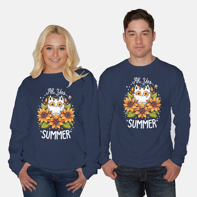 Summer Kitten Sniffles-Unisex-Crew Neck-Sweatshirt-Snouleaf