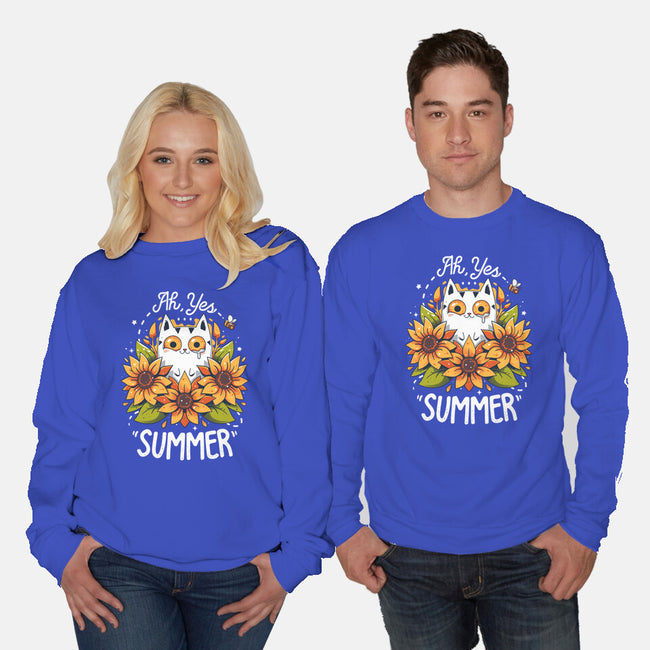 Summer Kitten Sniffles-Unisex-Crew Neck-Sweatshirt-Snouleaf