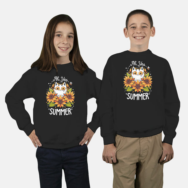 Summer Kitten Sniffles-Youth-Crew Neck-Sweatshirt-Snouleaf