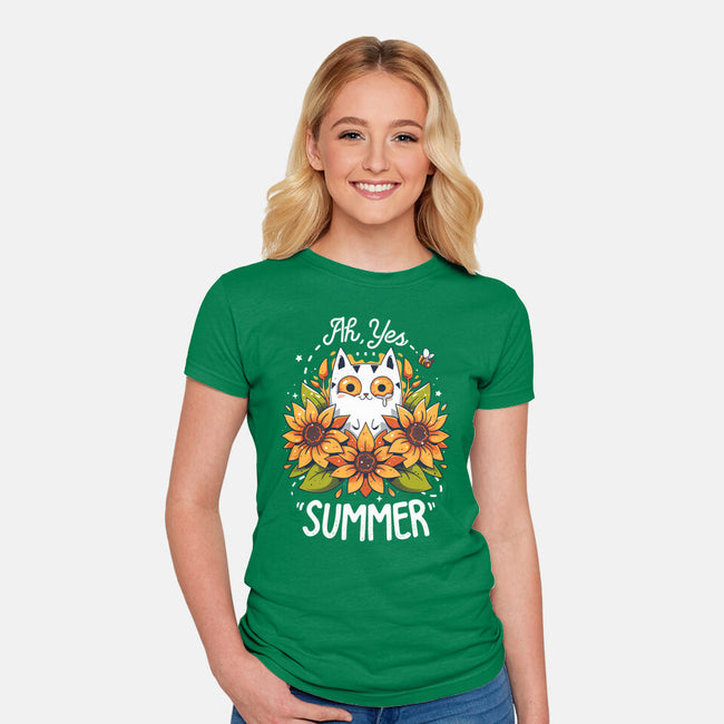 Summer Kitten Sniffles-Womens-Fitted-Tee-Snouleaf