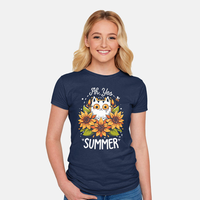 Summer Kitten Sniffles-Womens-Fitted-Tee-Snouleaf