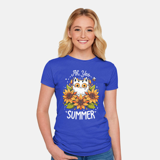 Summer Kitten Sniffles-Womens-Fitted-Tee-Snouleaf