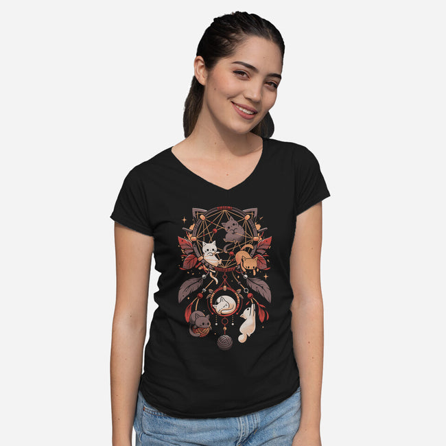 Cat Catcher-Womens-V-Neck-Tee-Snouleaf