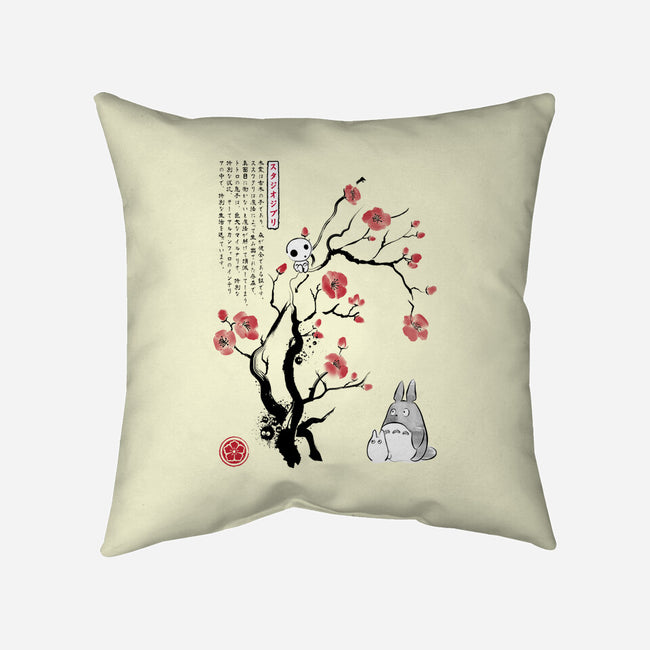 Spirits Sumi-e-None-Non-Removable Cover w Insert-Throw Pillow-DrMonekers