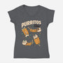 Purritos Time-Womens-V-Neck-Tee-tobefonseca