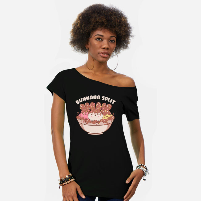 Bunny Banana Split-Womens-Off Shoulder-Tee-tobefonseca