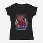 Cyber Samurai Tiger-Womens-V-Neck-Tee-Bruno Mota