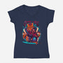 Cyber Samurai Tiger-Womens-V-Neck-Tee-Bruno Mota