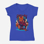 Cyber Samurai Tiger-Womens-V-Neck-Tee-Bruno Mota