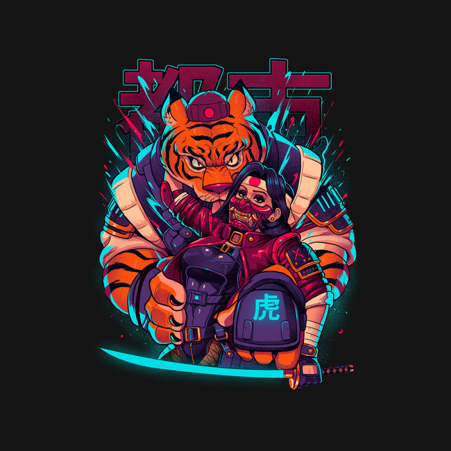 Cyber Samurai Tiger-Womens-V-Neck-Tee-Bruno Mota