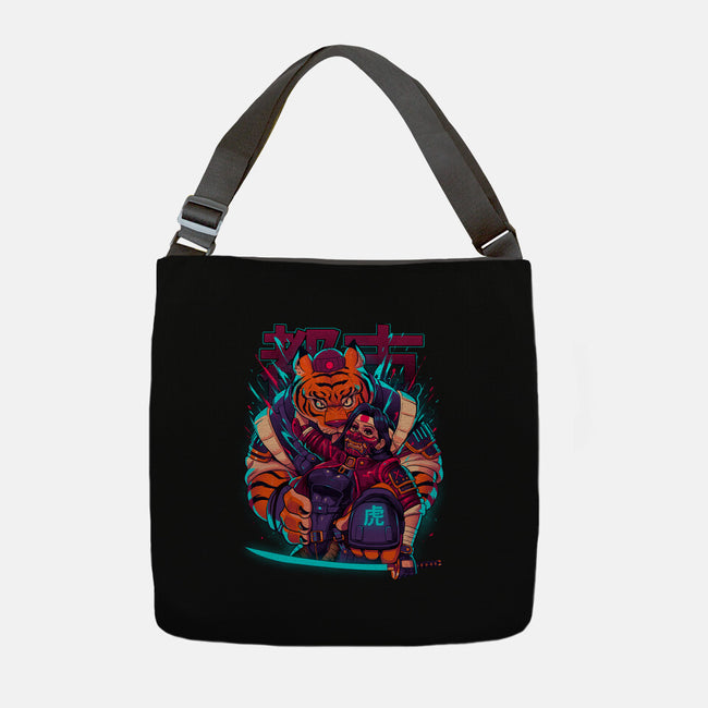 Cyber Samurai Tiger-None-Adjustable Tote-Bag-Bruno Mota