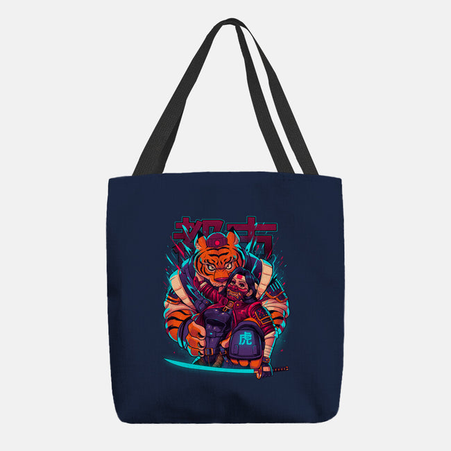 Cyber Samurai Tiger-None-Basic Tote-Bag-Bruno Mota