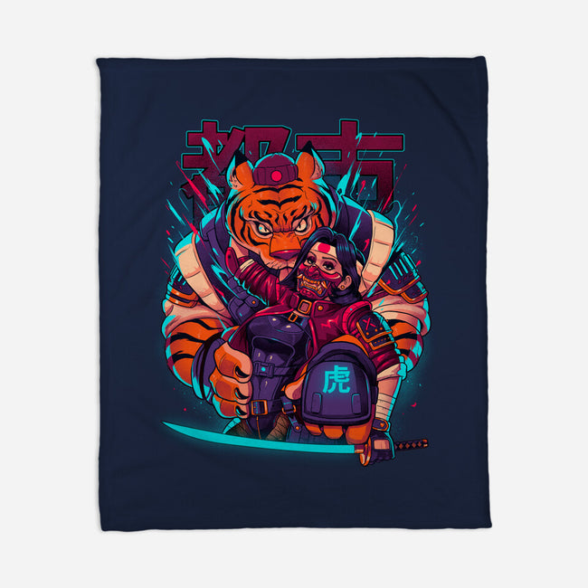 Cyber Samurai Tiger-None-Fleece-Blanket-Bruno Mota