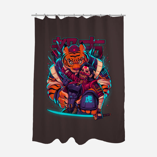Cyber Samurai Tiger-None-Polyester-Shower Curtain-Bruno Mota