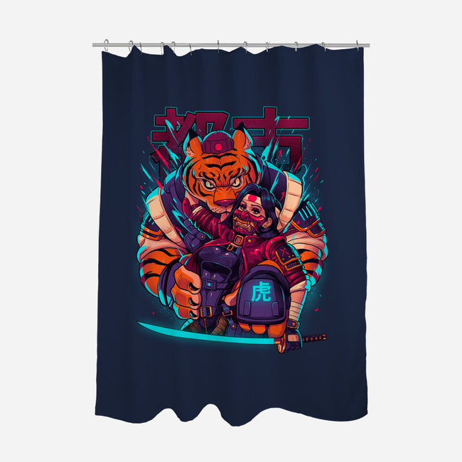 Cyber Samurai Tiger-None-Polyester-Shower Curtain-Bruno Mota