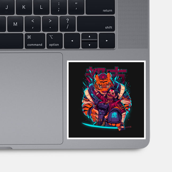 Cyber Samurai Tiger-None-Glossy-Sticker-Bruno Mota