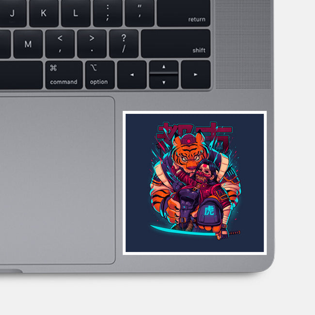 Cyber Samurai Tiger-None-Glossy-Sticker-Bruno Mota