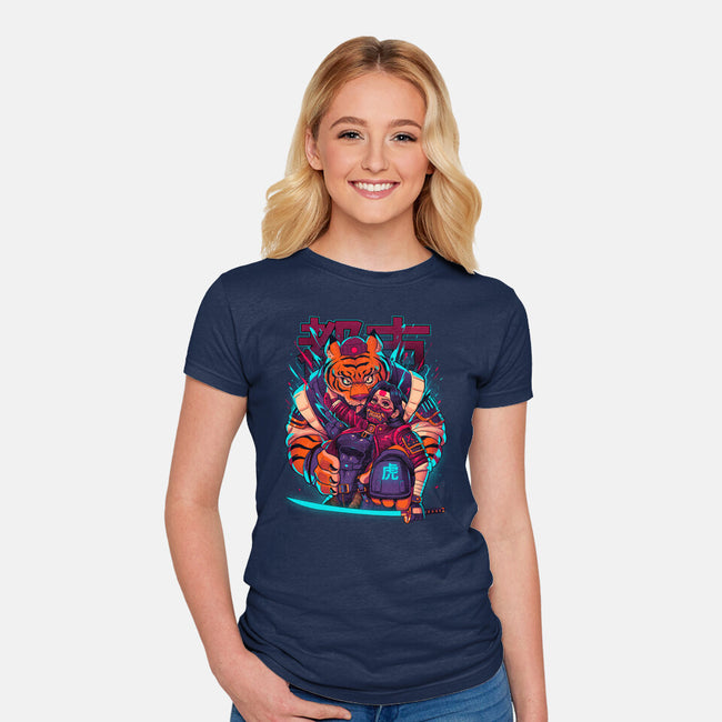 Cyber Samurai Tiger-Womens-Fitted-Tee-Bruno Mota