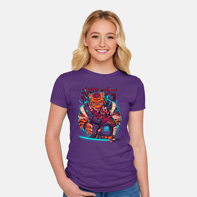 Cyber Samurai Tiger-Womens-Fitted-Tee-Bruno Mota