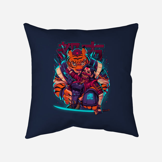 Cyber Samurai Tiger-None-Non-Removable Cover w Insert-Throw Pillow-Bruno Mota