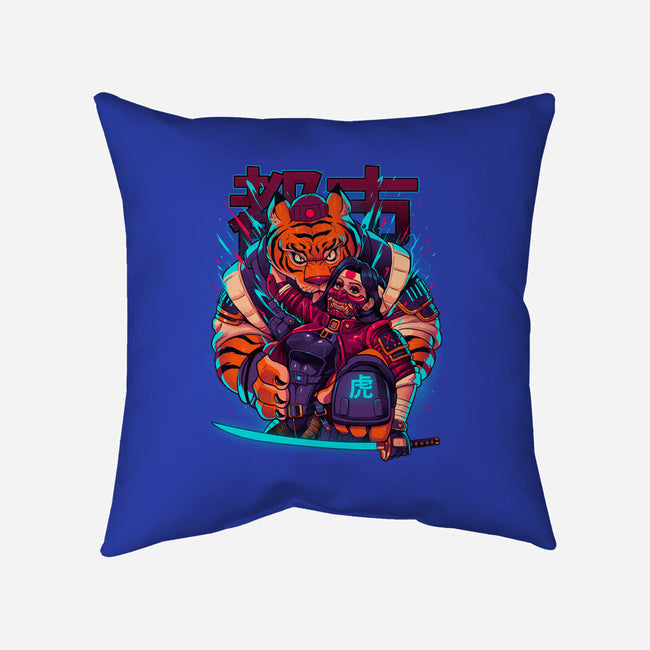 Cyber Samurai Tiger-None-Non-Removable Cover w Insert-Throw Pillow-Bruno Mota