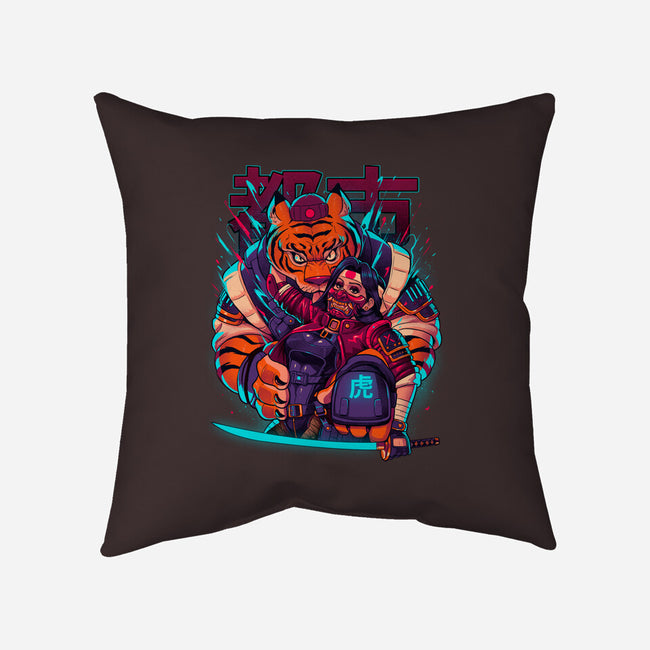 Cyber Samurai Tiger-None-Removable Cover w Insert-Throw Pillow-Bruno Mota