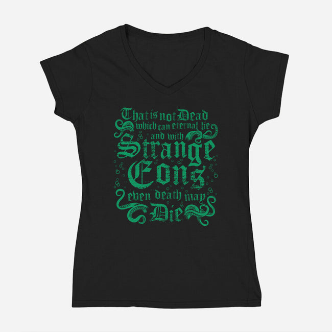 Strange Eons-Womens-V-Neck-Tee-Nemons