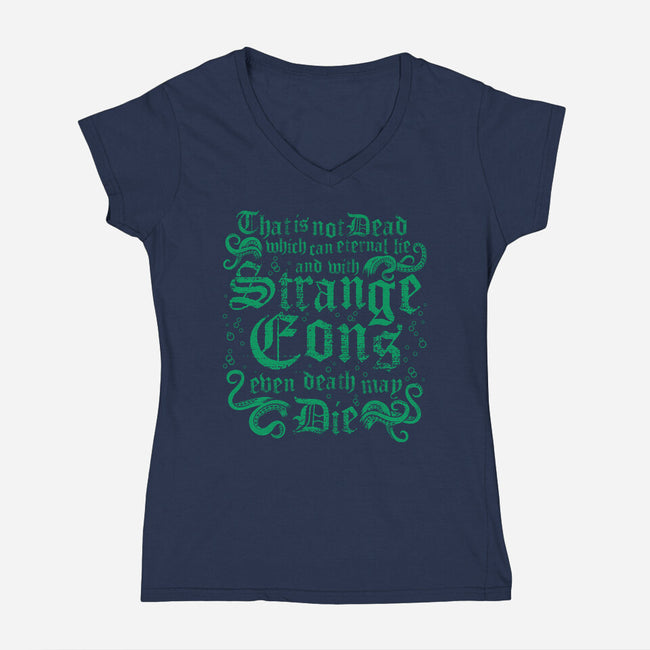 Strange Eons-Womens-V-Neck-Tee-Nemons