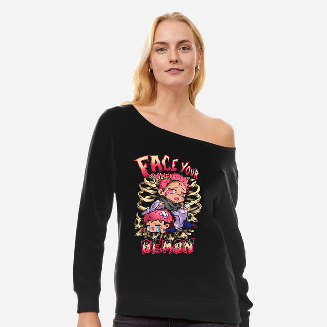 Face Your Inner Demon-Womens-Off Shoulder-Sweatshirt-barobaro