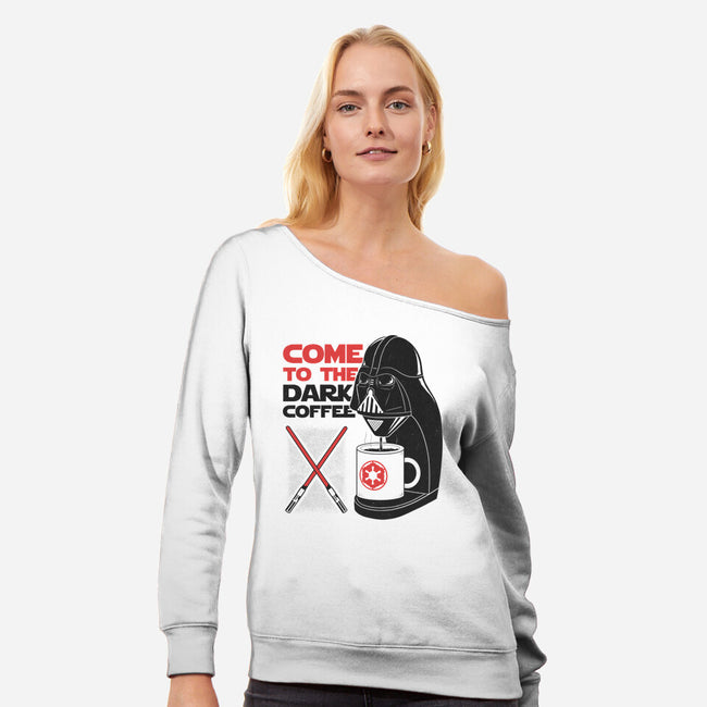 Come To The Dark Coffee-Womens-Off Shoulder-Sweatshirt-Umberto Vicente