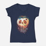 Creepy Apple-Womens-V-Neck-Tee-Vallina84