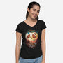 Creepy Apple-Womens-V-Neck-Tee-Vallina84