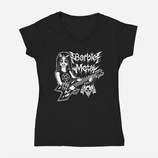 Barbie Metal-Womens-V-Neck-Tee-Andriu