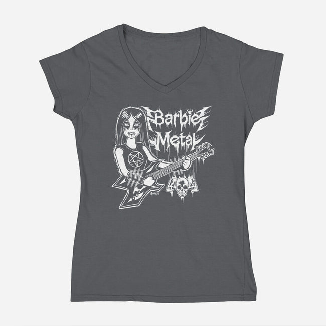 Barbie Metal-Womens-V-Neck-Tee-Andriu