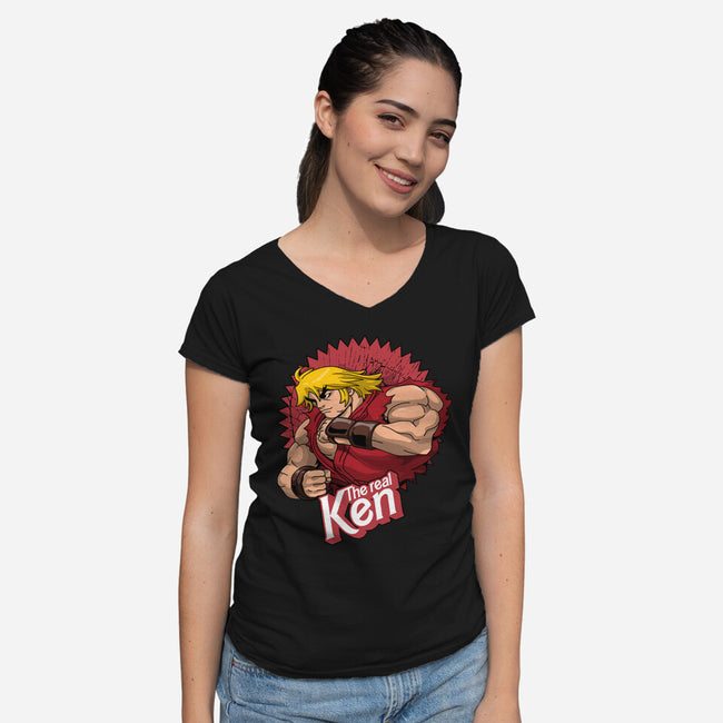 The Real Ken-Womens-V-Neck-Tee-Tronyx79