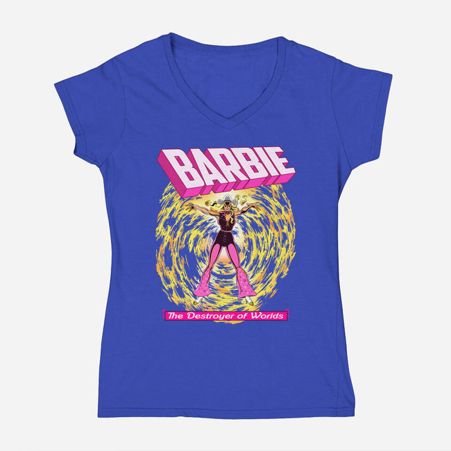 Dark Barbie-Womens-V-Neck-Tee-MarianoSan