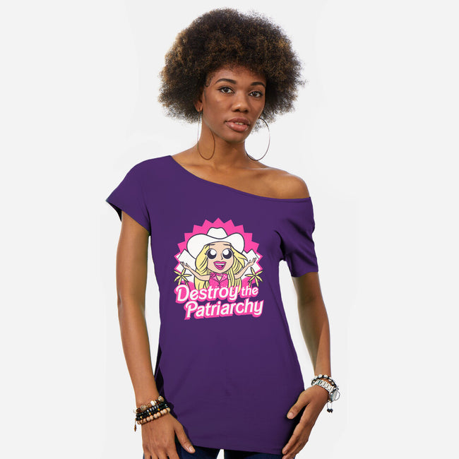 Destroy The Patriarchy-Womens-Off Shoulder-Tee-Aarons Art Room